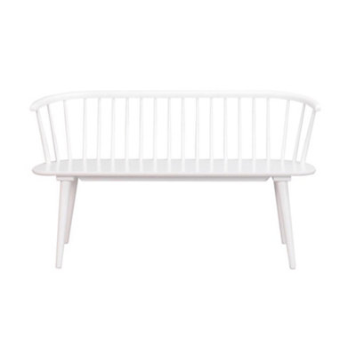 White Solid Wood Dining Bench With Spindled Back