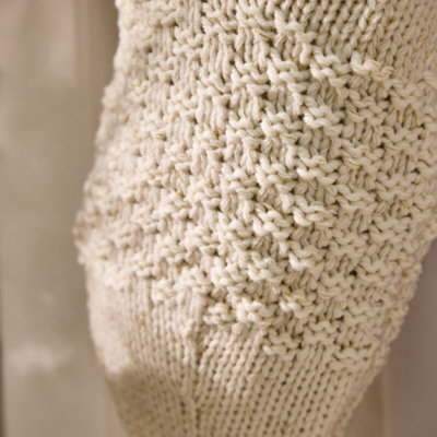 White Sparkle Chunky Knit Pom Pom Xmas Gift Decoration Christmas Stocking - 3