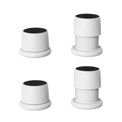 White Square 6.3cm Furniture Risers Adjustable Anti-Slip, Pack of 4