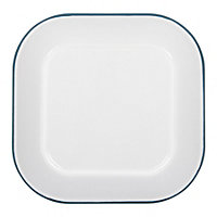 White Square Enamel Baking Tray - 24.5cm x 24.5cm - Green