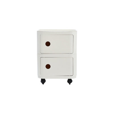 White Square Multi-Tiered Plastic Bedside Storage Drawers