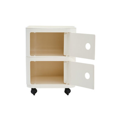 White Square Multi-Tiered Plastic Bedside Storage Drawers Unit Drawer Bedside Chest 51cm H