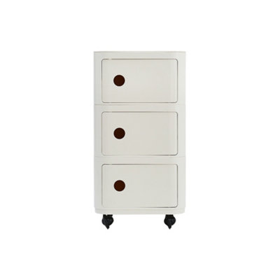 White Square Multi Tiered Plastic Bedside Storage Drawers Unit Drawer Bedside Chest with Wheels 72cm H