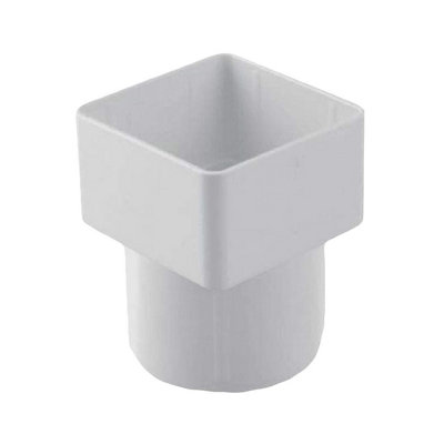 White Square to Round Downpipe Adaptor Connector, Freeflow Rain Water ...
