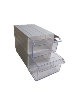 White Stackable Plastic Storage Drawers L288xW182xH111mm with Removable ...