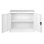 White Stainless Steel Filing cabinet with 1 Shelf - 2 Door Lockable Filing Cabinet - Metal Office Storage Cupboard Organiser