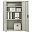 White Stainless Steel Filing cabinet with 3 shelves -2 Door Lockable Filing Cabinet -Tall Metal Office Storage Cupboard