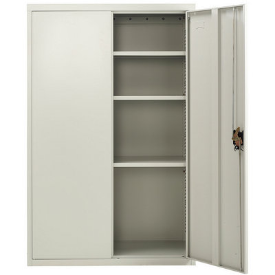 White Stainless Steel Filing cabinet with 3 shelves 2 Door Lockable Filing Cabinet Tall Metal Office
