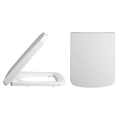 White Standard Square Edge Top Fix Soft Close Toilet Seat