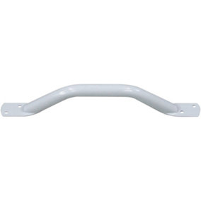 White Steel Pipe Grab Bar - 381mm Length - Rounded Safety Ends - Epoxy Coating