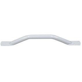 White Steel Pipe Grab Bar - 450mm Length - Rounded Safety Ends - Epoxy Coating