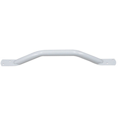 White Steel Pipe Grab Bar - 450mm Length - Rounded Safety Ends - Epoxy Coating