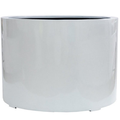 White Stone Composite Low Cylinder Planter 1m