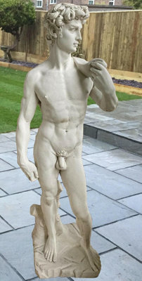 White Stone Large David Garden Statue