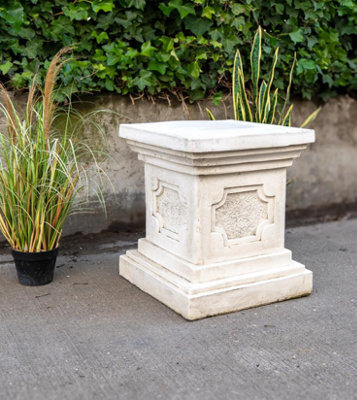 White Stone Large Square Statuary Pedestal Garden Statues
