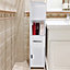White Storage Cabinet for Small Spaces with 2 Doors Shelves