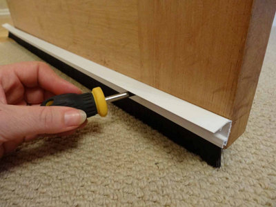 White Stormguard Draught Excluder Premium Door Brush Seal Concealed Fixings 838mm