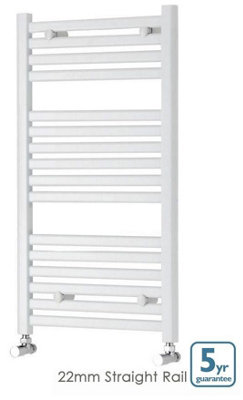 White Straight 500 x 1000 Heated Towel Rail Warmer Radiator Rad 22mm D Rail