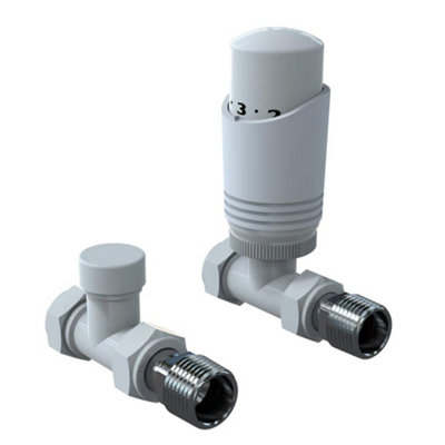 White Straight Thermostatic Radiator Valve Pack (Pairs)