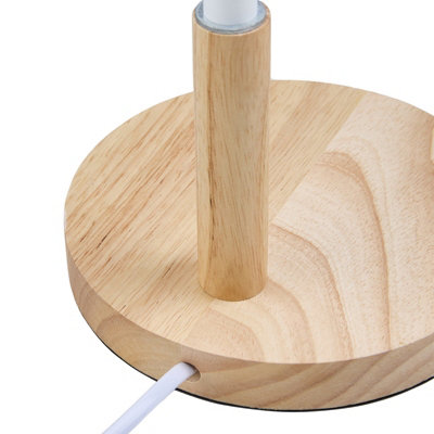 White Table Lamp with Flexible Arm and Wooden Base
