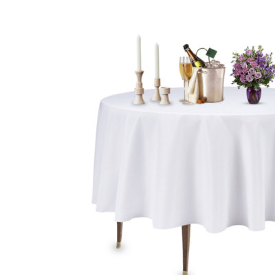 White Tablecloth Premium Quality Fabric Durable Table Cover