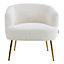 White Teddy Fabric Armchair Sofa Chair Accent Chair with Metal Legs