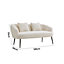 White Teddy Fabric Loveseat Sofa with Metal Legs&Pillows