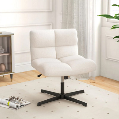 White Teddy Fleece Upholstered Armless Leisure Chair