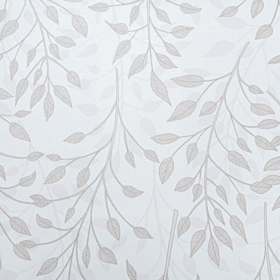 White Textured Floral Wallpaper Beige Gold Metallic Leaves Non-Woven ...