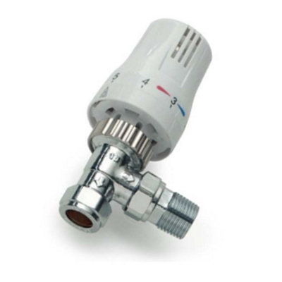 White Thermostatic Radiator Valve - 15mm Angled TRV