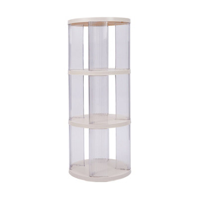White Three-layer Plastic Round 360 Rotating Disk Rotating Bookshelf ...