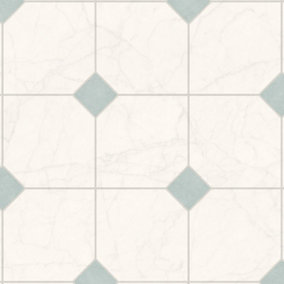 White Tile Effect Anti-Slip Vinyl Sheet For DiningRoom LivingRoom Hallways Conservatory And Kitchen Use-1m X 2m (2m²)