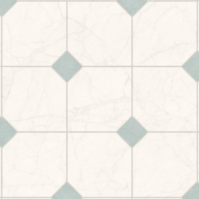 White Tile Effect Anti-Slip Vinyl Sheet For DiningRoom LivingRoom Hallways Conservatory And Kitchen Use-2m X 3m (6m²)