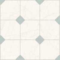 White Tile Effect Anti-Slip Vinyl Sheet For DiningRoom LivingRoom Hallways Conservatory And Kitchen Use-8m X 2m (16m²)