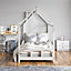 White Toddler Bed with House Frame Pine Wood