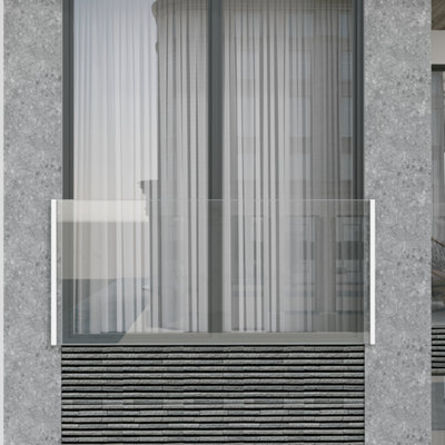 White Toughened Laminate Glass Juliet Balcony & Top Mount System 1200mm ...