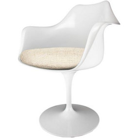White Tulip Armchair with Cream Textured Cushion