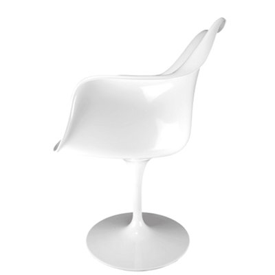White Tulip Armchair with Grey PU Cushion