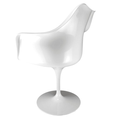 White Tulip Armchair with Grey PU Cushion