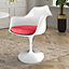 White Tulip Armchair with Luxurious Raspberry Red Cushion