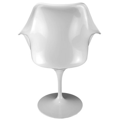 White Tulip Armchair with Red Textured Cushion