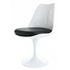 White Tulip Dining Chair with Black PU Cushion