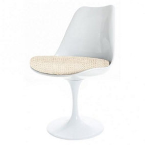 White Tulip Dining Chair with Cream Textured Cushion