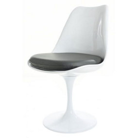 White Tulip Dining Chair with Grey PU Cushion