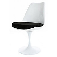 White Tulip Dining Chair with Luxurious Black Cushion