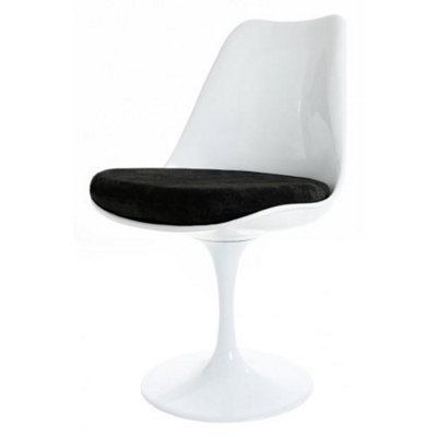 White Tulip Dining Chair with Luxurious Black Cushion