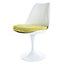 White Tulip Dining Chair with Luxurious Green Cushion