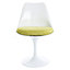 White Tulip Dining Chair with Luxurious Green Cushion