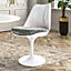 White Tulip Dining Chair with Luxurious Grey Cushion