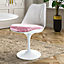 White Tulip Dining Chair with Luxurious Light Pink Cushion
